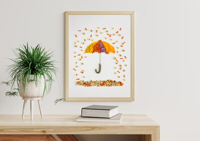 April Showers, May Flowers - Art Print Made from Nature - Cute, Colorful, Whimsical Umbrella Home Decor Made from Flowers, Unique, Children - image4